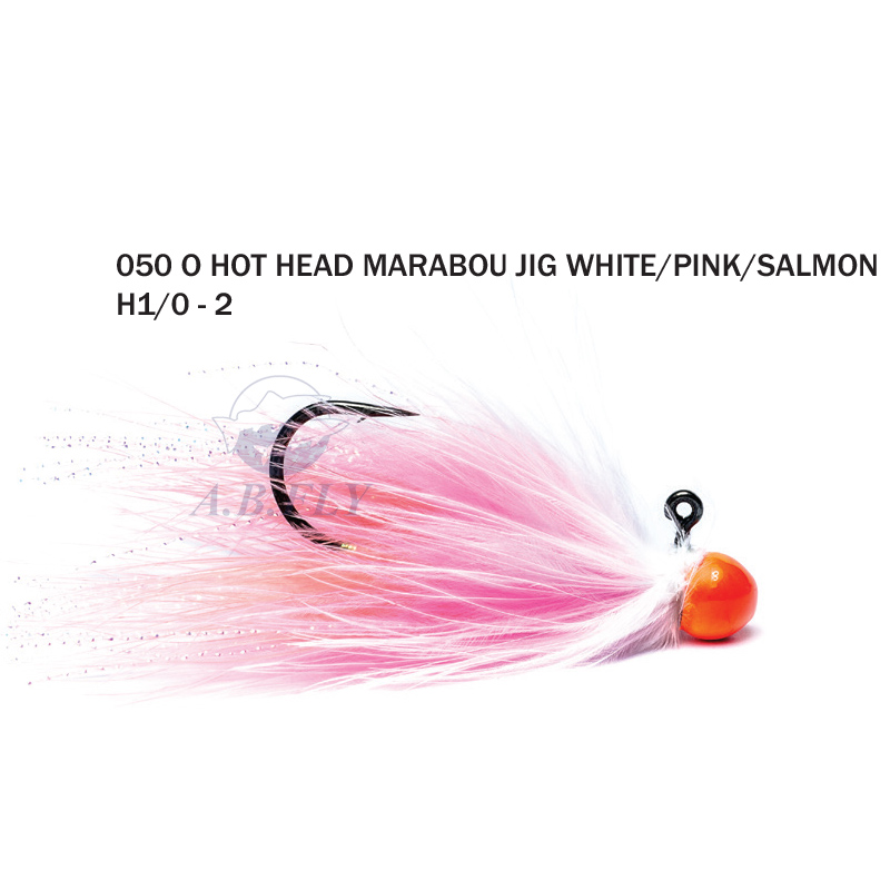 Hot Head Marabou Jig H2 - WHITE/PINK/SALMON (Blanc/Rose/Saumon) - RAINY'S