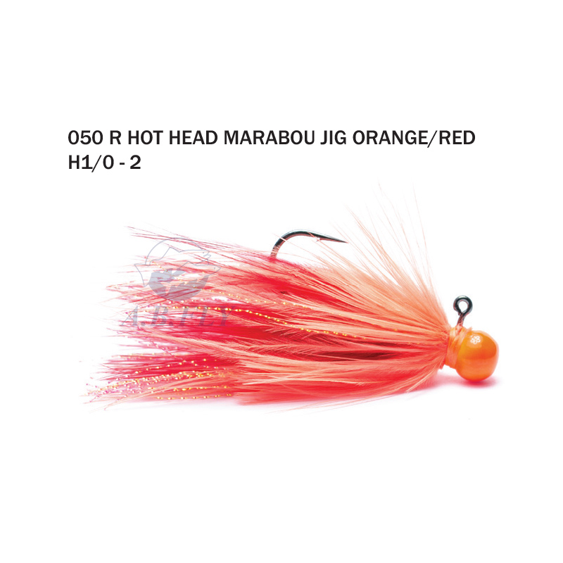 Hot Head Marabou Jig H1/0 - ORANGE/RED (Orange/Rouge) - RAINY'S
