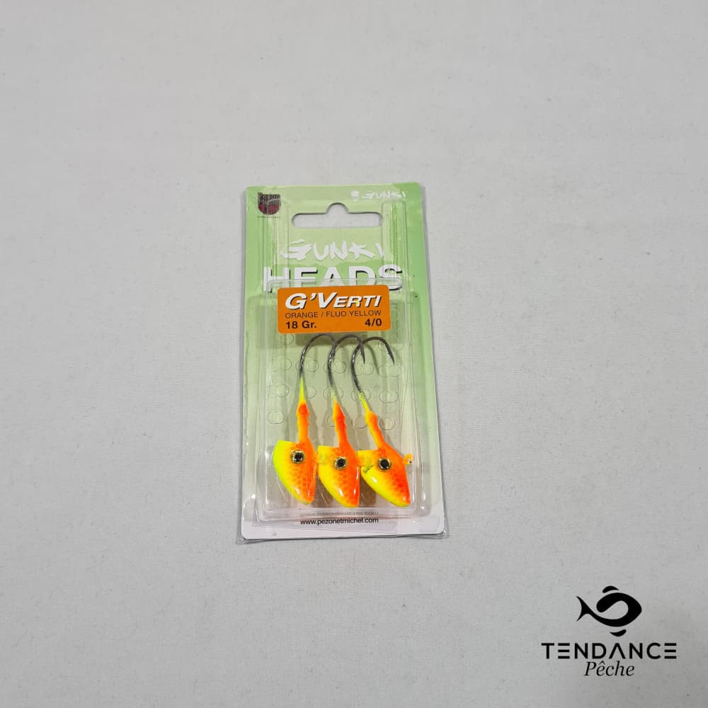 G'verti orange/jaune fluo hameçon 4/0 - GUNKI - 18 gr