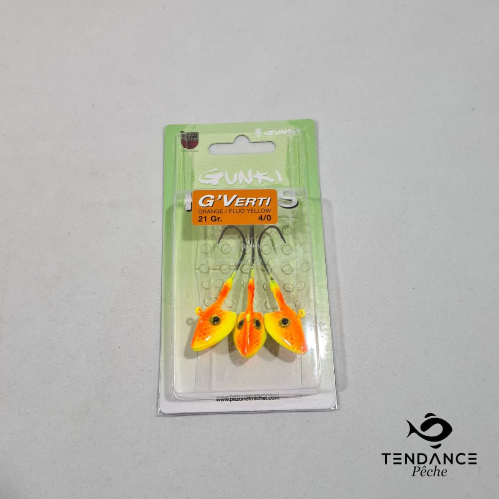 G'verti Orange/Jaune Fluo Hameçon 4/0 - Gunki - 21 Gr