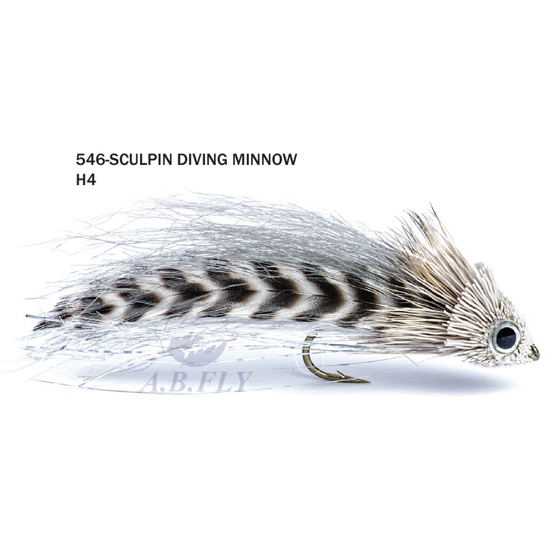 Sculpin Diving Minnow H4 - BLACK/WHITE (Noir / Blanc) - RAINY'S
