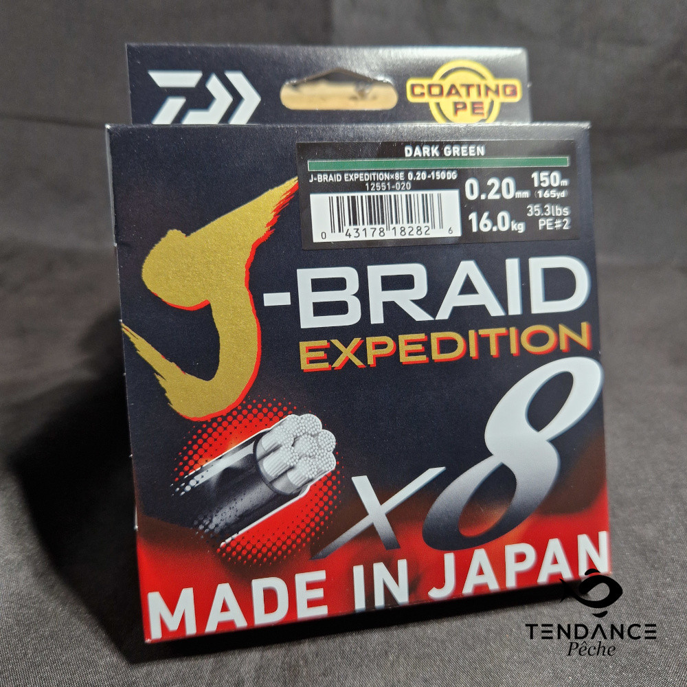Tresse Jbraid Expedition X8 150M - Daiwa - 0.20Mm