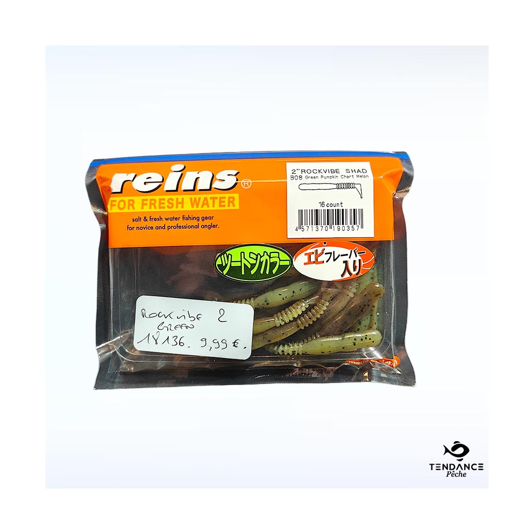 Leurre Souple Rockvibe Shad 2" – Green Pumpkin Chart Melon - Reins