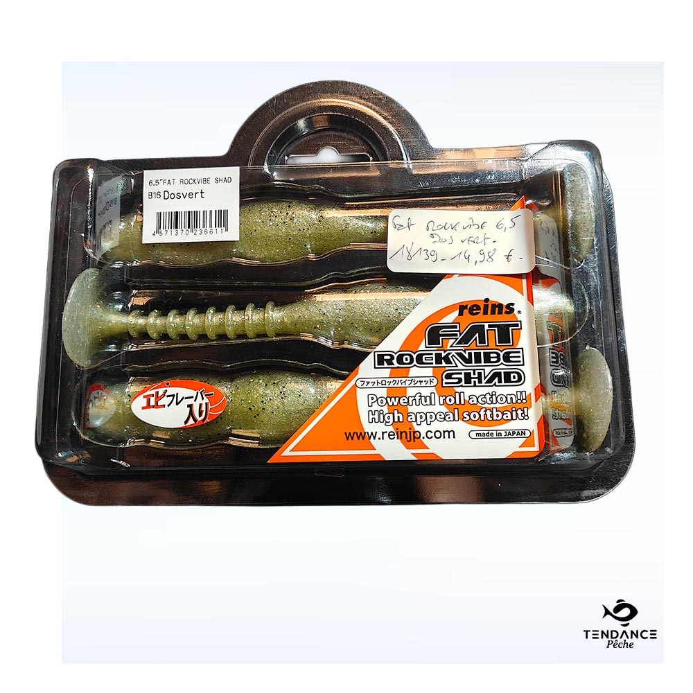 Leurre Souple Fat Rockvibe Shad 6.5" – Dos Vert - Reins