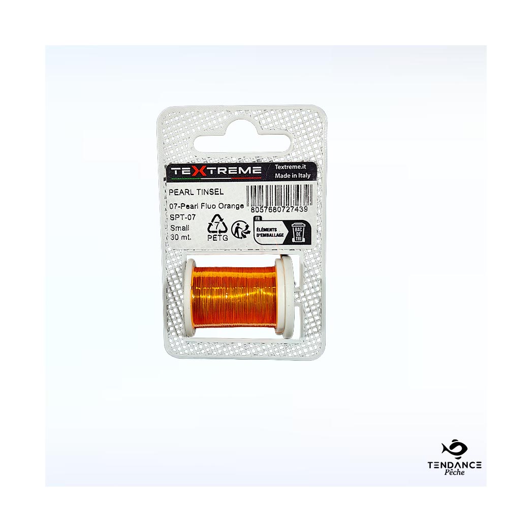 Fil De Montage Textreme Pearl Tinsel – Fluo Orange (Orange Fluorescent Nacré) - Textreme
