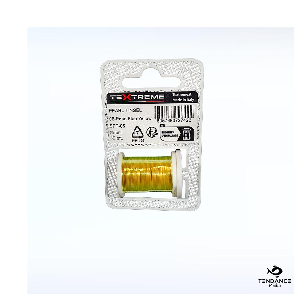 Fil De Montage Textreme Pearl Tinsel – Fluo Yellow (Jaune Fluorescent Nacré) - Textreme