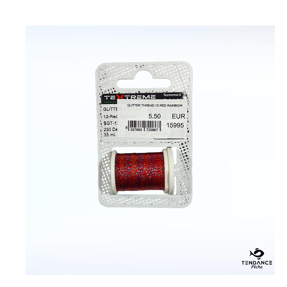 Fil De Montage Textreme Glitter Thread – Red Rainbow (Rouge Rainbow) - Textreme